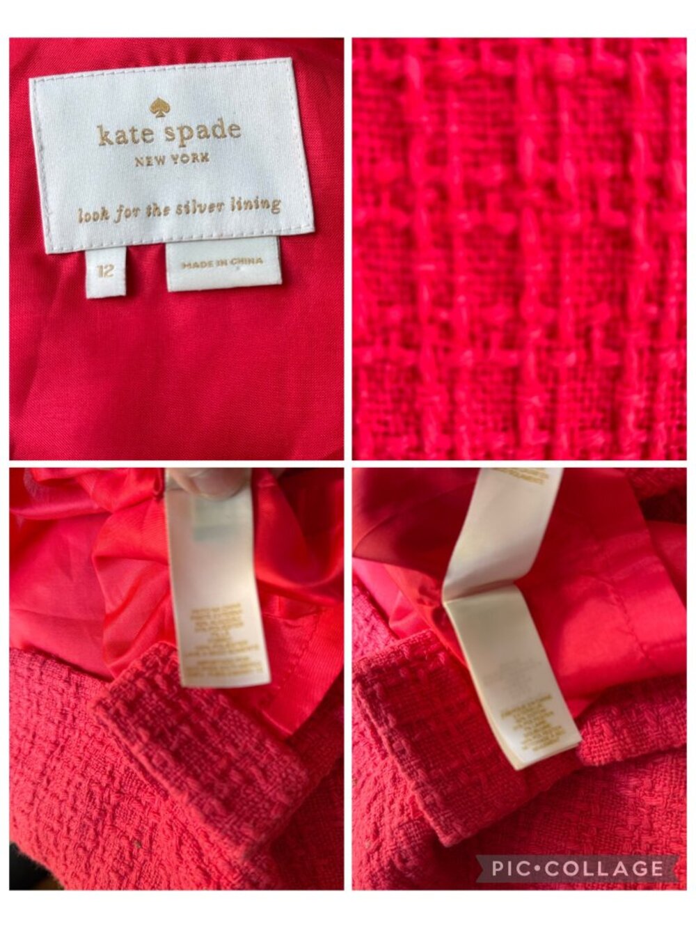 Kate Spade Womens Sleeveless Textured Coral Terri Tweed Dress 12 Cotton Fringe - Picture 5 of 15